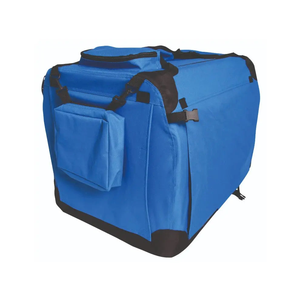 Blue insulated food bag with a front pocket for easy storage and transport.