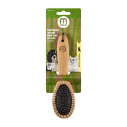 Bamboo small ball pin brush for dogs and cats, eco-friendly grooming tool with ergonomic handle.