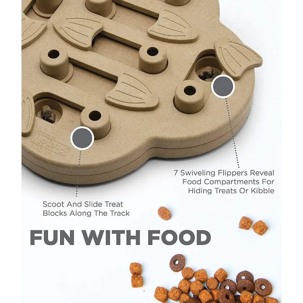 Nina Ottosson Dog Hide N Slide Brown interactive puzzle toy.