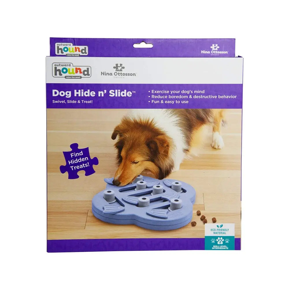 Nina Ottosson dog puzzle Purple Hide N Slide product image.