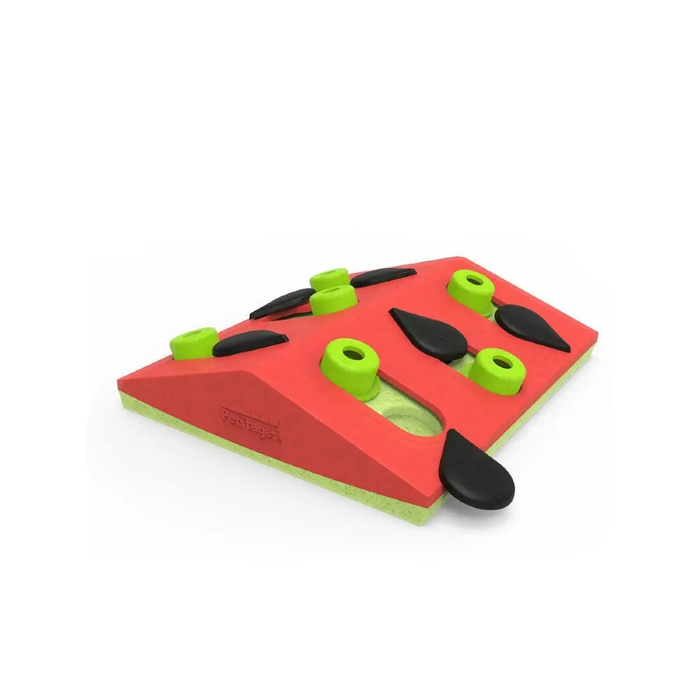 Colorful climbing holds in a watermelon shape, perfect for indoor rock climbing training.