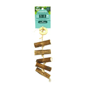 Natural wood chew toy for small pets, promoting dental health and enrichment.