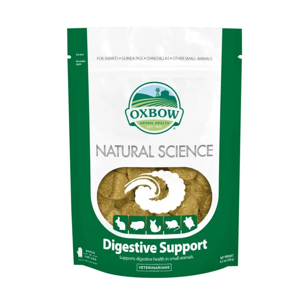 Oxbow Digestive Support for small animals, promoting healthy digestion in rabbits and guinea pigs.