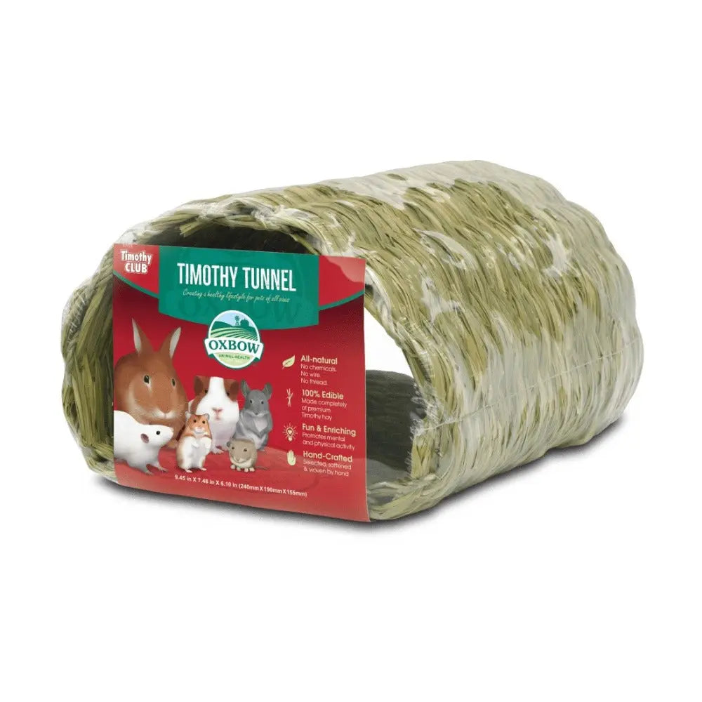 Timothy Tunnel for small pets, providing a natural, edible hideout for fun and enrichment.
