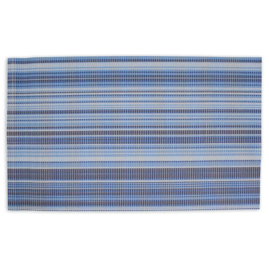 Blue striped area rug with a modern design, perfect for enhancing home decor.