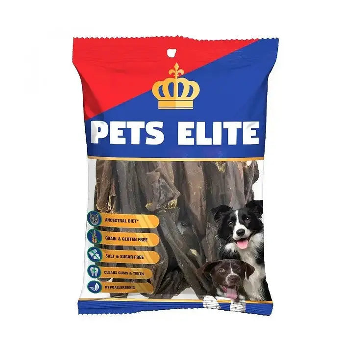 Pets Elite dog treats bag featuring a grain-free, ancestral diet for healthy pets.