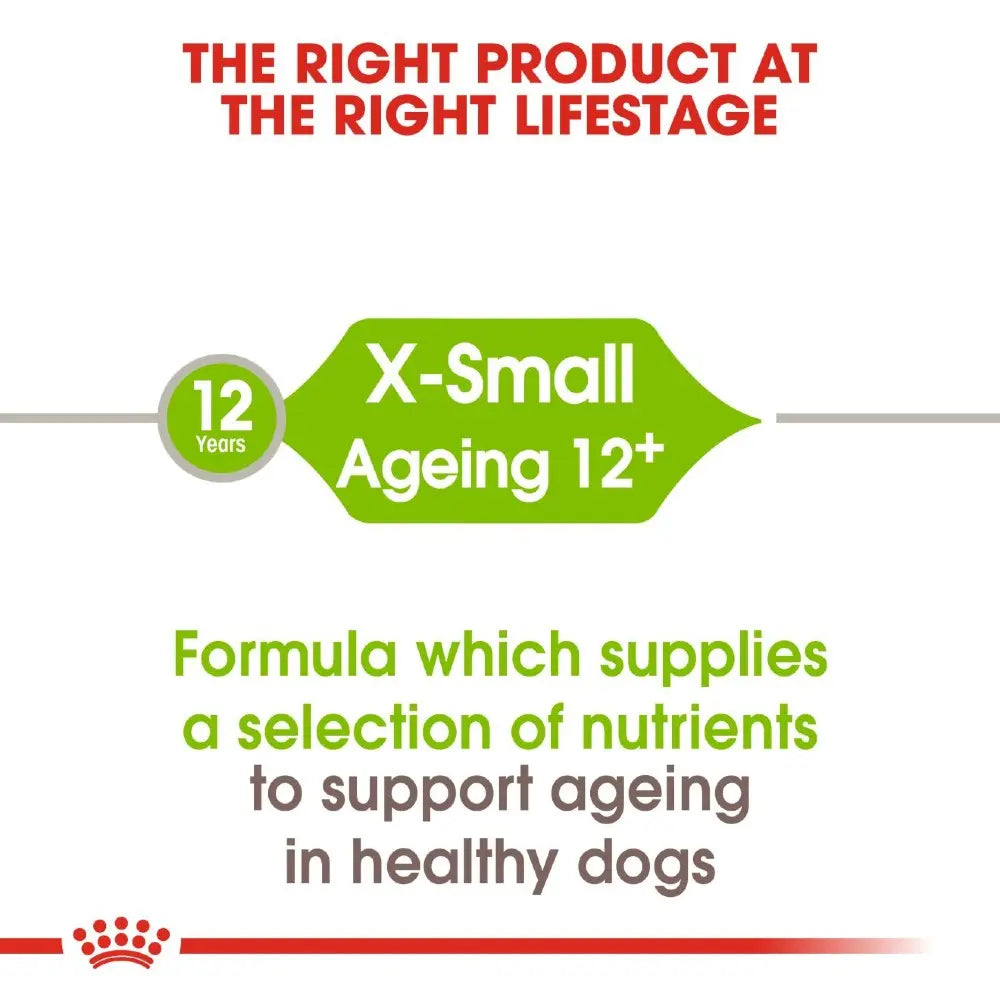 X-Small Ageing 12+ formula provides essential nutrients for healthy aging in dogs.