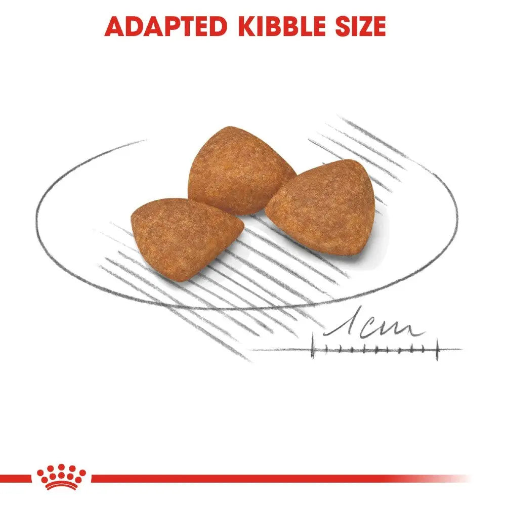 Adapted kibble size for optimal pet feeding and nutrition.