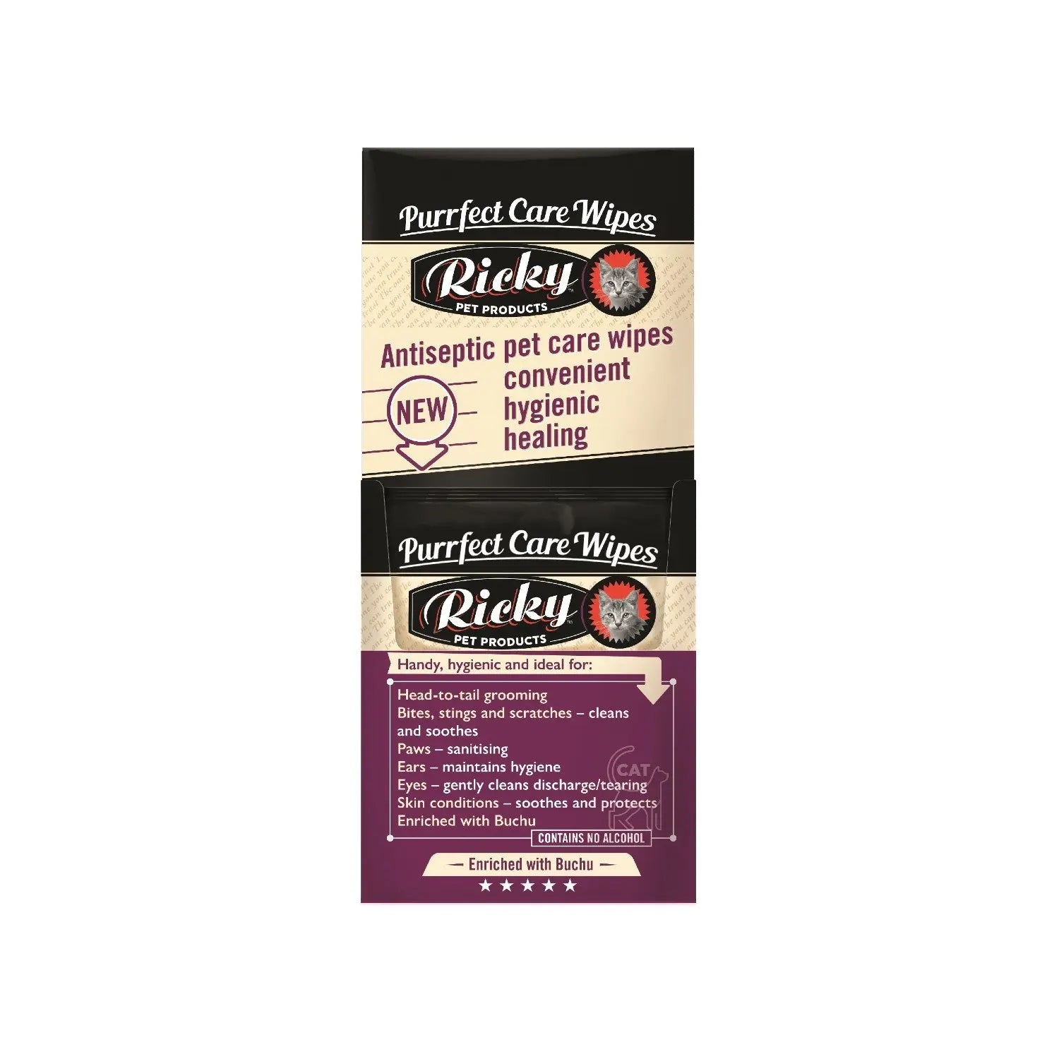 Ricky Pet Products Purrfect Wipes Pet Wipes - lifestyle image with pet South Africa delivery