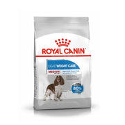 Royal Canin Light Weight Care dog food bag for medium breeds, promoting healthy weight management.