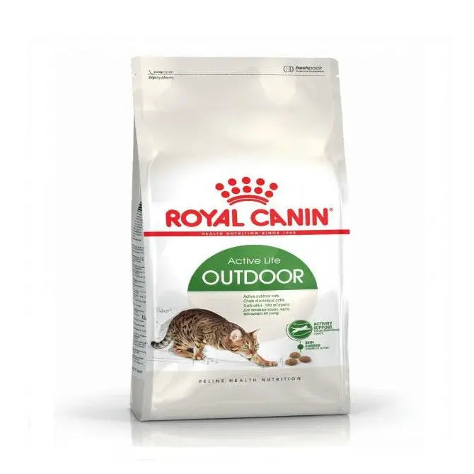 Royal Canin dry outdoor cat food product image showcasing packaging