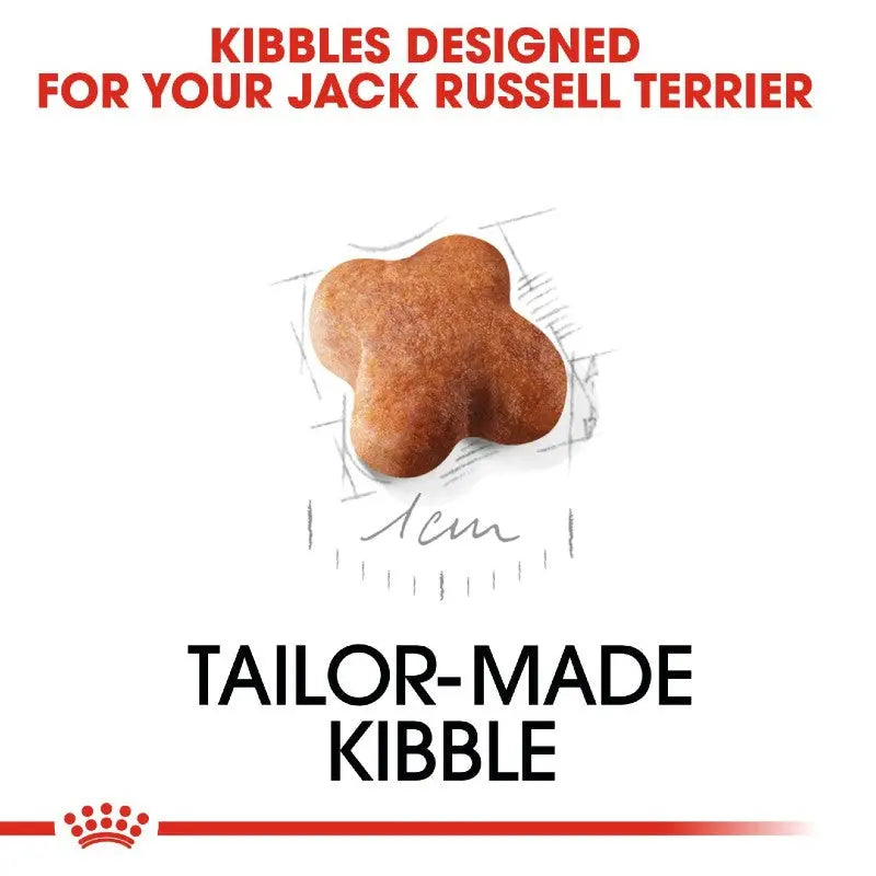 Tailor-made kibble designed specifically for Jack Russell Terriers, featuring a unique shape.