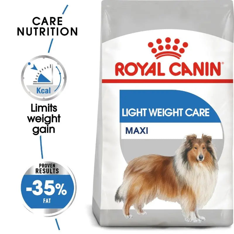 Royal Canin Light Weight Care dog food bag designed for weight management in large breeds.