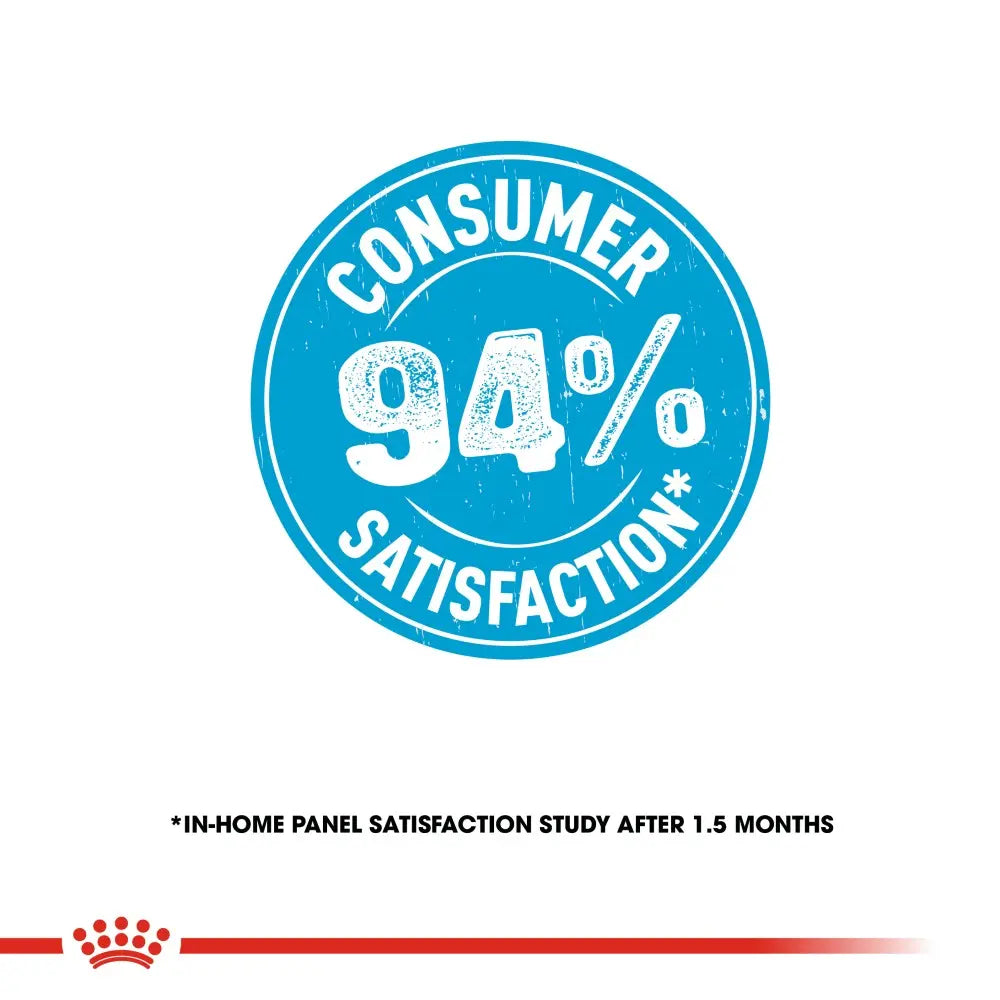 Blue stamp graphic indicating 94% consumer satisfaction from a satisfaction study.
