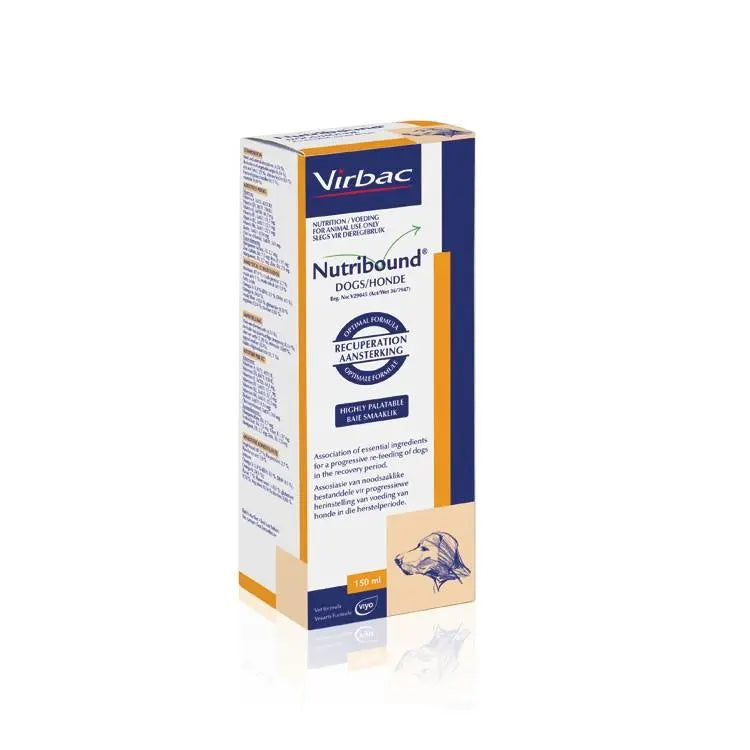 Virbac Nutribound dog supplement packaging for recovery and nutrition support.