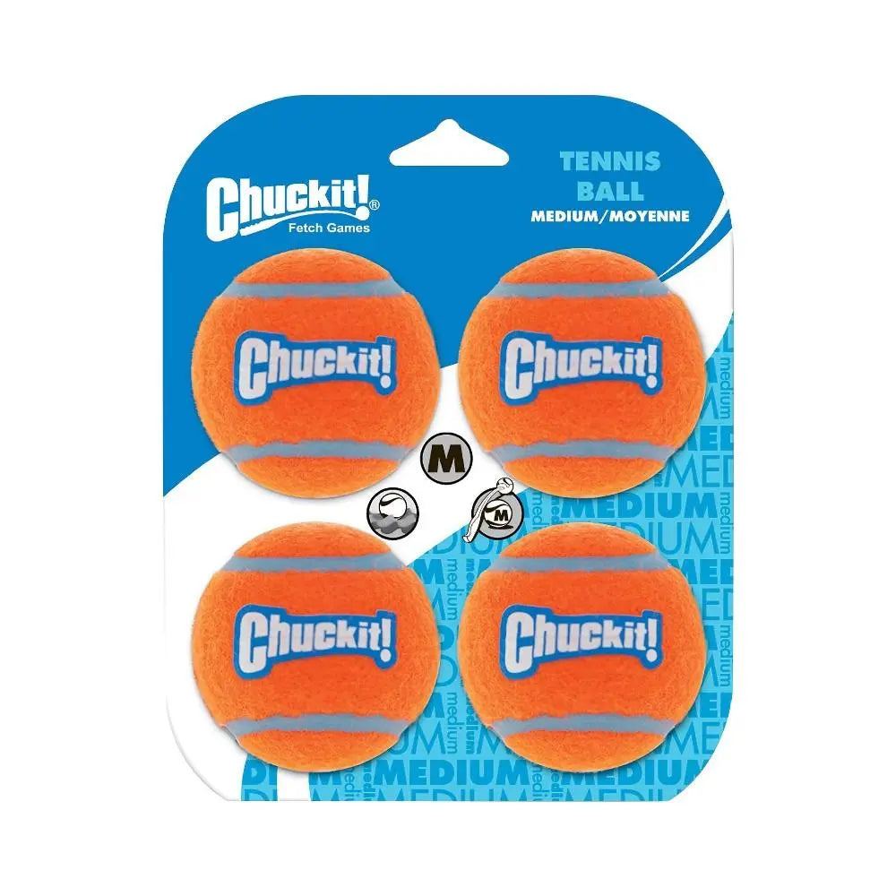Chuckit! medium tennis balls in orange, perfect for fetch and outdoor play with dogs.