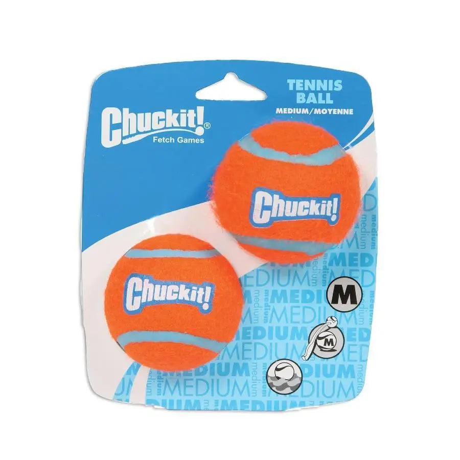 Chuckit! tennis balls in vibrant orange packaging, perfect for fetch games with your dog.