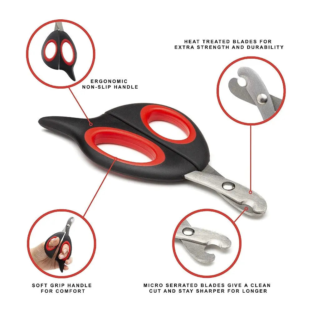 Ergonomic scissors with heat-treated blades and non-slip handle for precise cutting and comfort.