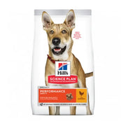 Hill's Science Plan Performance dog food bag featuring a happy dog and chicken ingredients for optimal nutrition.