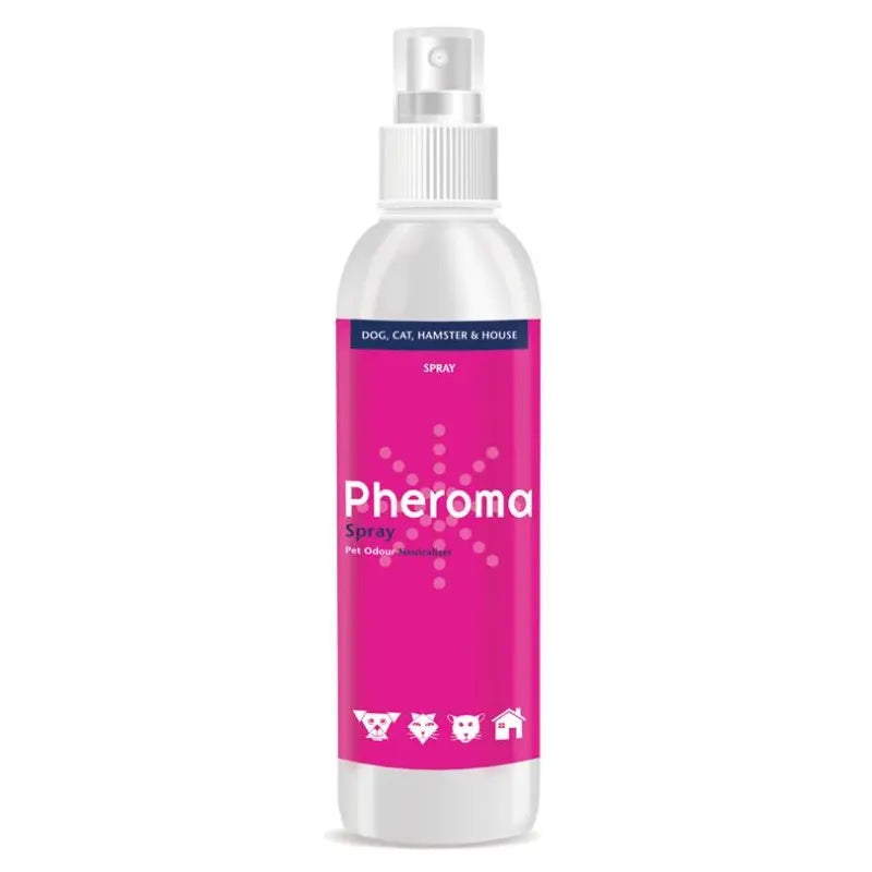 Pheroma spray for pets, designed to reduce odors in dogs, cats, and small animals.