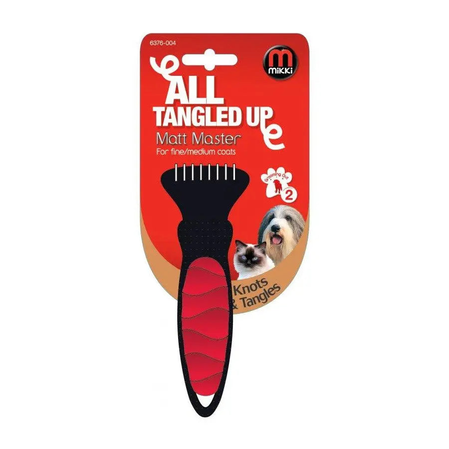 Mikki Matt Master grooming tool for fine/medium coats, designed to remove knots and tangles easily.