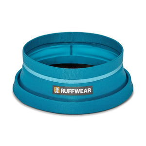 Ruffwear Bivy Collapsible Travel Dog Bowl - Spring Blue Partially Collapsed