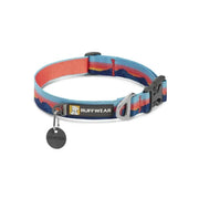 Ruffwear dog collar in blue and coral, featuring adjustable fit and durable design for outdoor adventures.