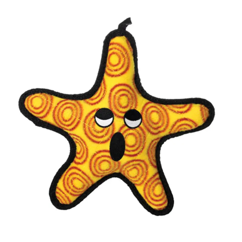 Colorful star-shaped plush toy with a playful design, perfect for pets or children's playtime.