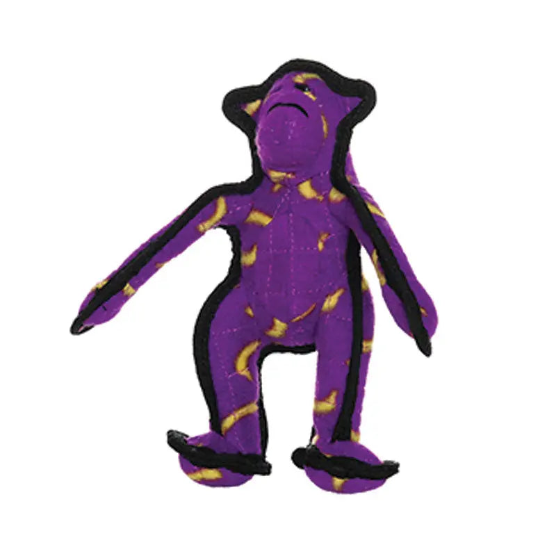 Purple plush toy shaped like a monkey, featuring a unique design with yellow accents.