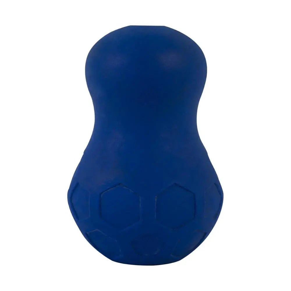 Durable blue rubber dog toy designed for interactive play and chewing.