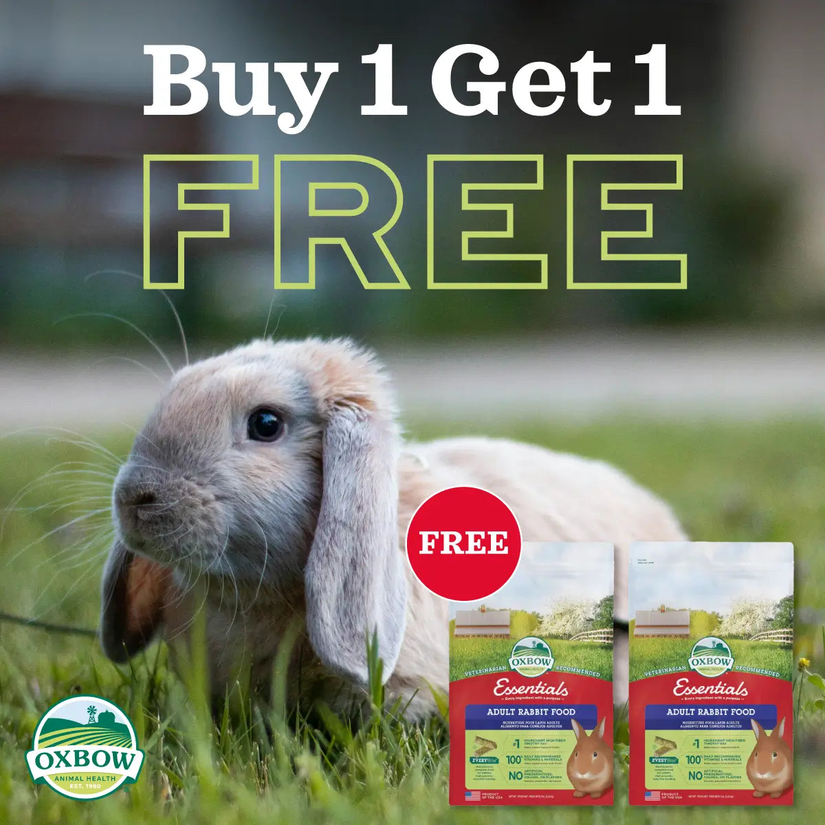 Shop Oxbow-Essentials-Adult-Rabbit-2.25kg-Buy-1-Get-One-Free| Canine & Co