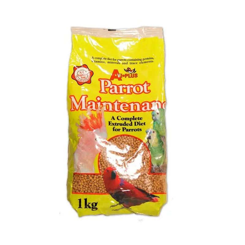 Parrot Maintenance food bag, 1kg, complete diet with proteins, vitamins, and minerals for healthy parrots.