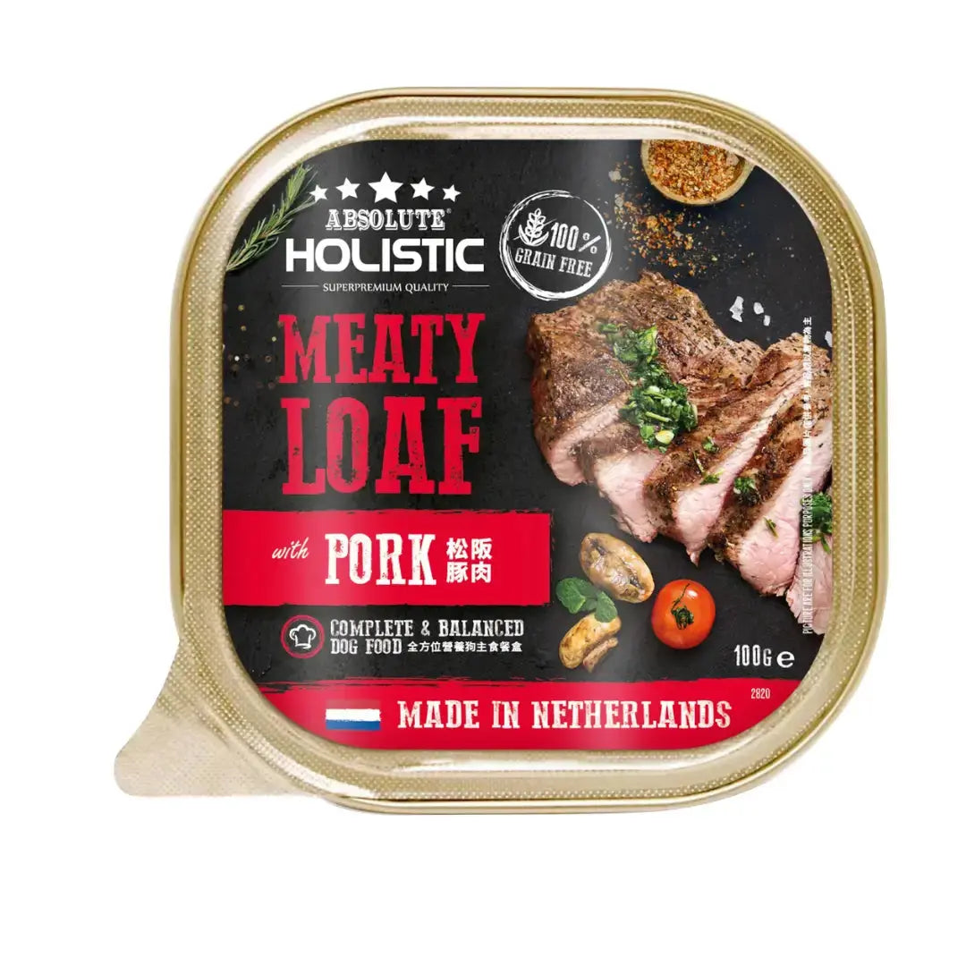Absolute Holistic Meaty Loaf Pork Wet Dog Food Can   | Canine & Co