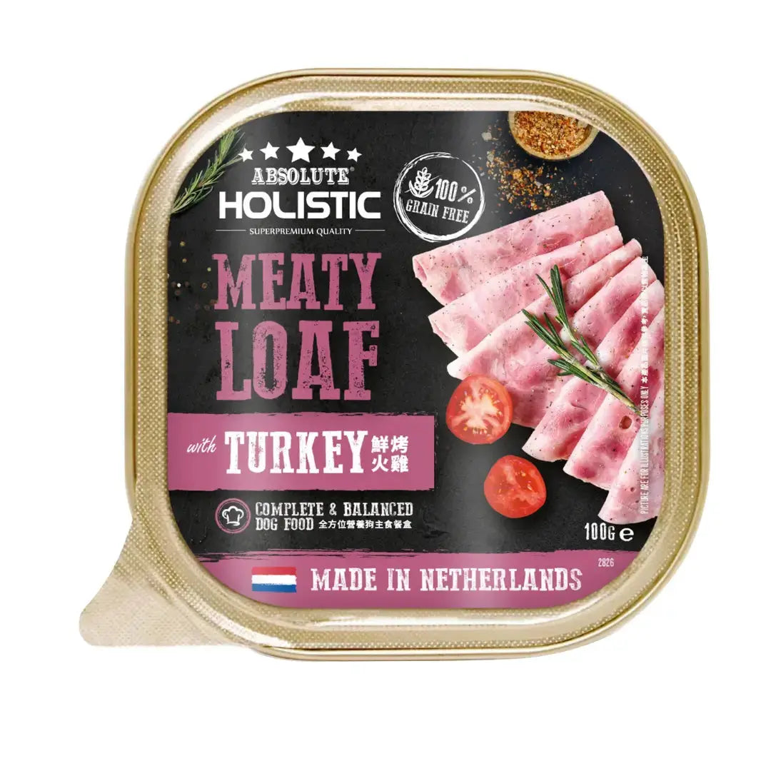 Absolute Holistic Meaty Loaf Turkey Wet Dog Food Can   | Canine & Co