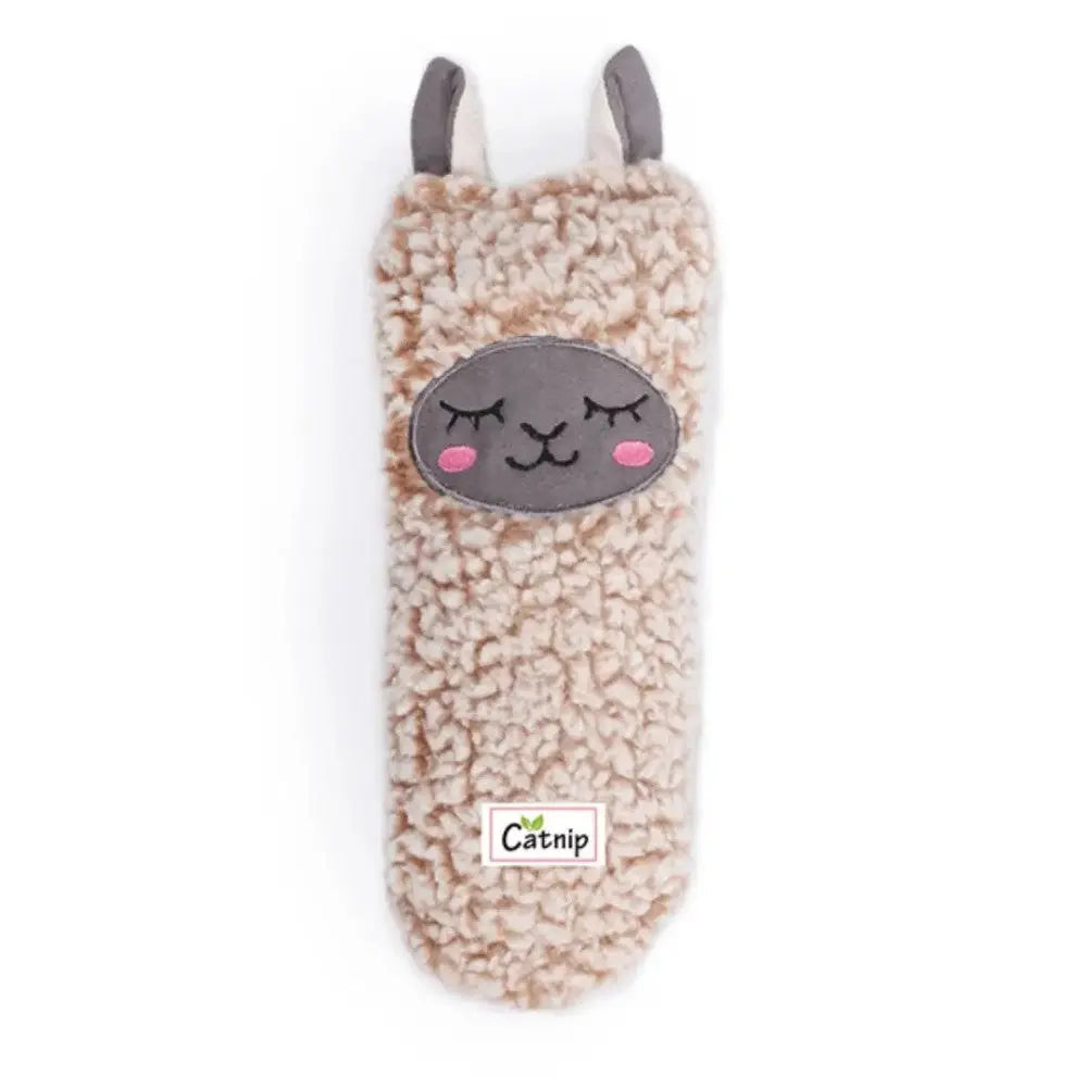 Soft catnip toy shaped like a cute llama, perfect for playful cats and cozy cuddles.