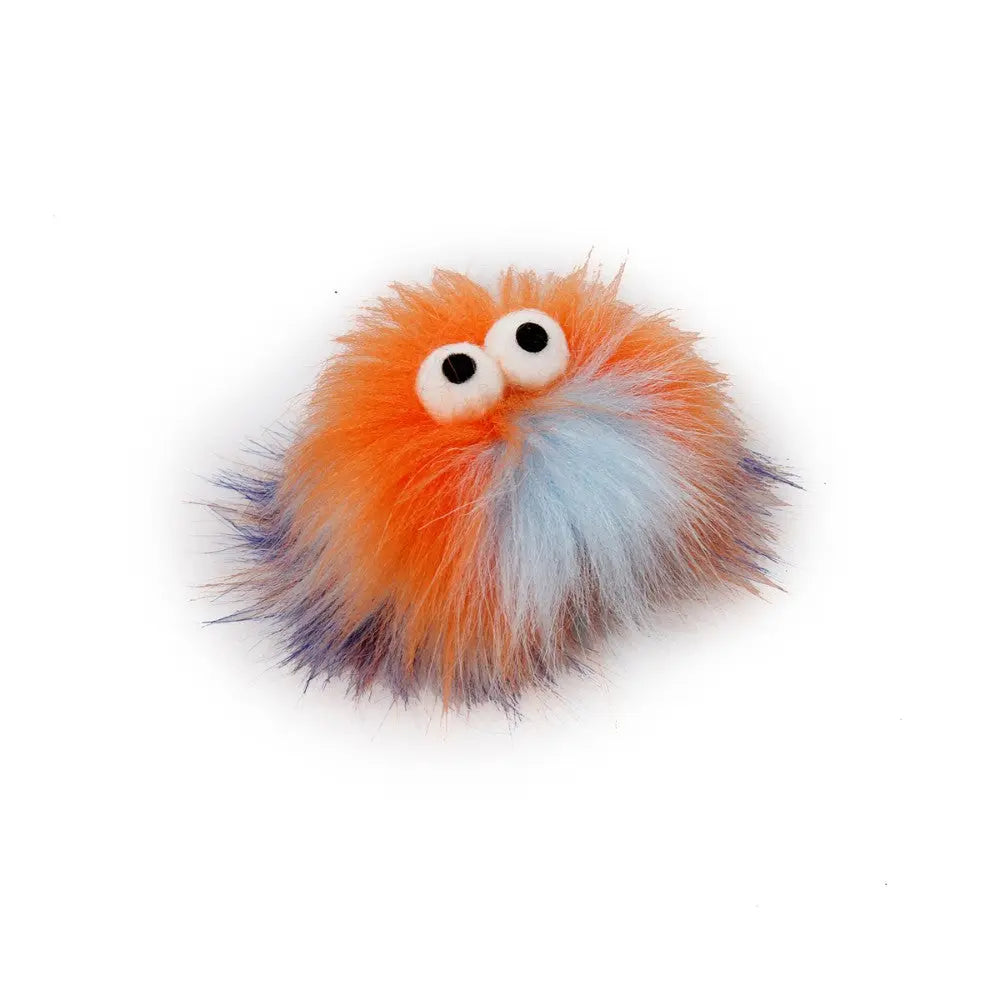 Colorful fluffy monster toy with big eyes, perfect for kids' playtime and imaginative fun.
