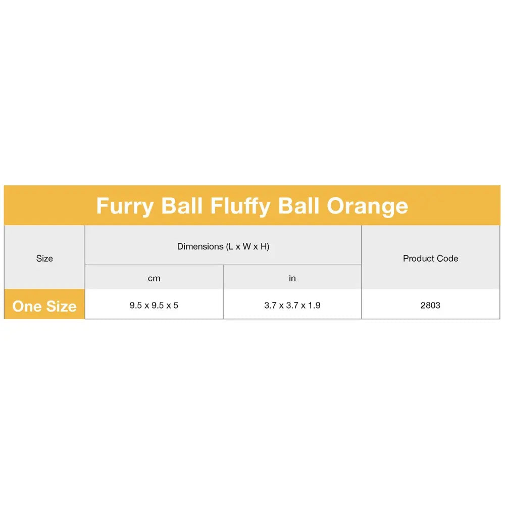 Orange fluffy ball toy for pets, measuring 9.5 cm, perfect for playtime and engagement.
