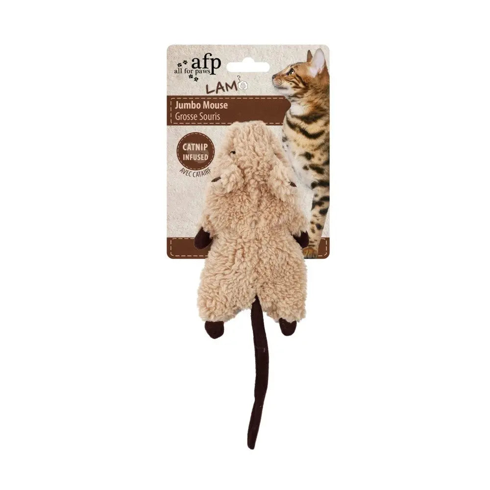 Cat toy, jumbo mouse, plush design, catnip infused, engaging playtime for pets.