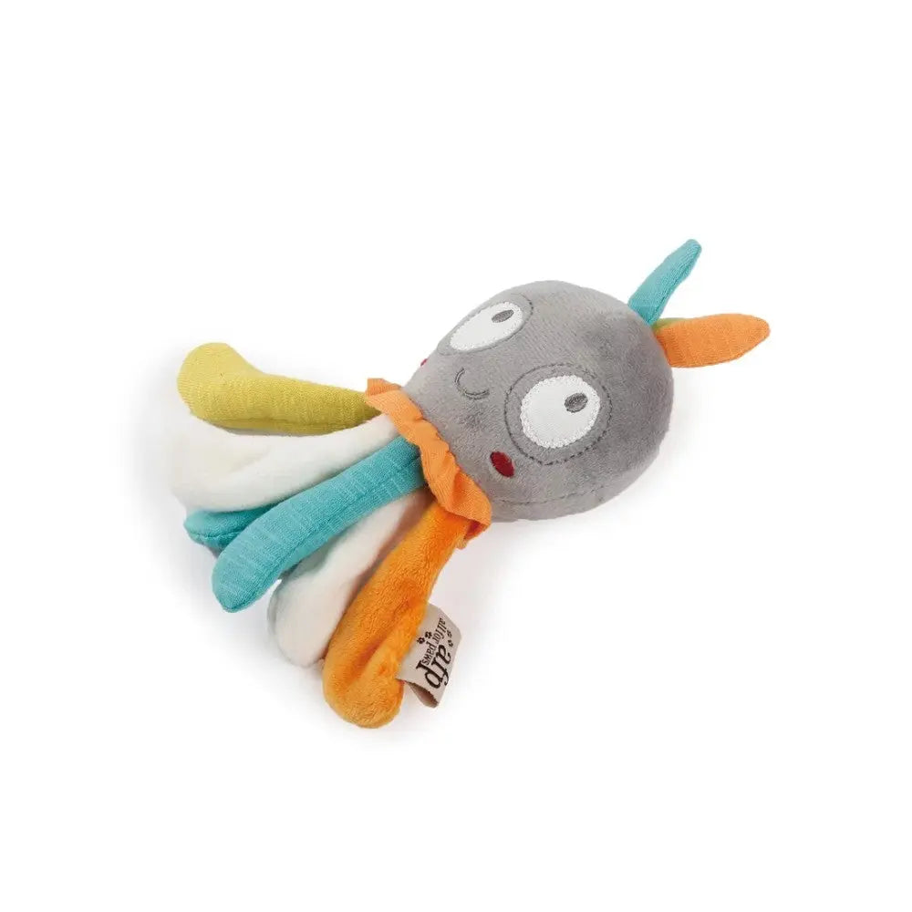 Colorful plush octopus toy for pets, featuring soft textures and playful design for interactive fun.