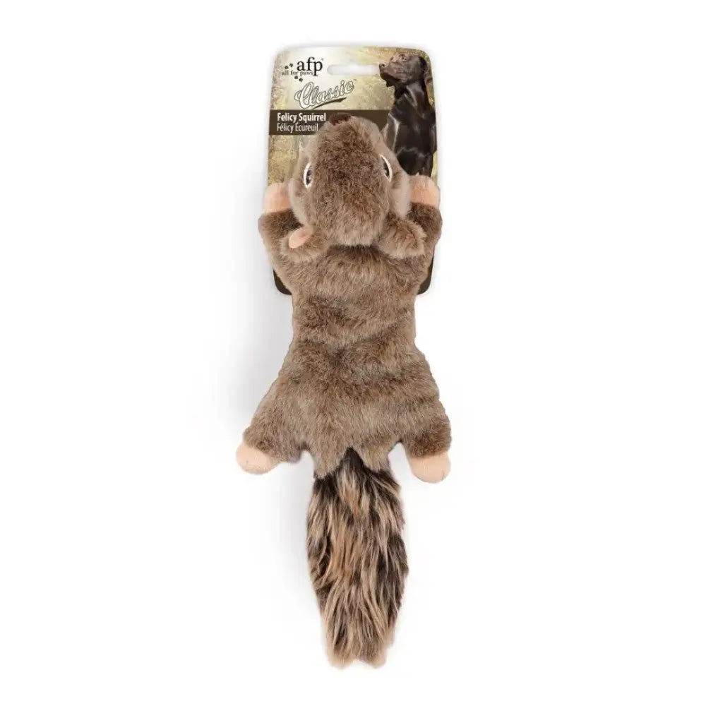 Soft plush squirrel toy for cats, perfect for interactive play and cuddling.