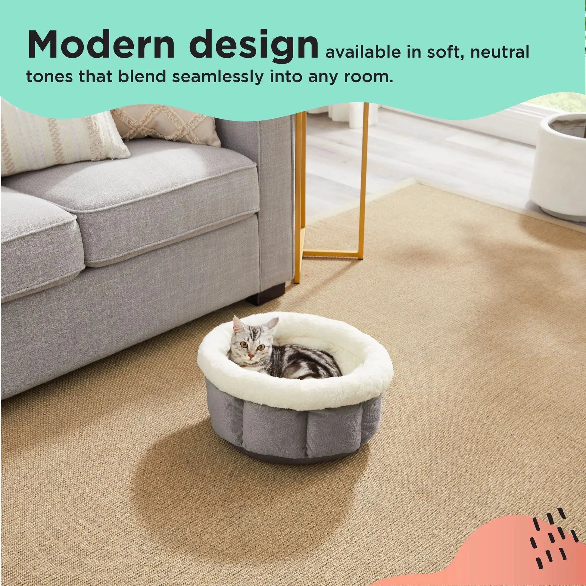 Cozy cat bed with modern design in soft, neutral tones for stylish home decor.