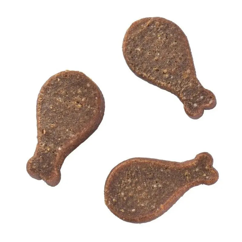 Dog treats shaped like chicken drumsticks, perfect for training and rewarding pets.