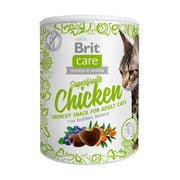 Crunchy chicken snack for adult cats with superfruits like sea buckthorn and blueberry.