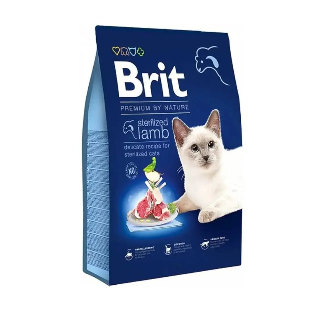Brit Premium Adult Sterilised Lamb Dry Cat Food   | Canine & Co