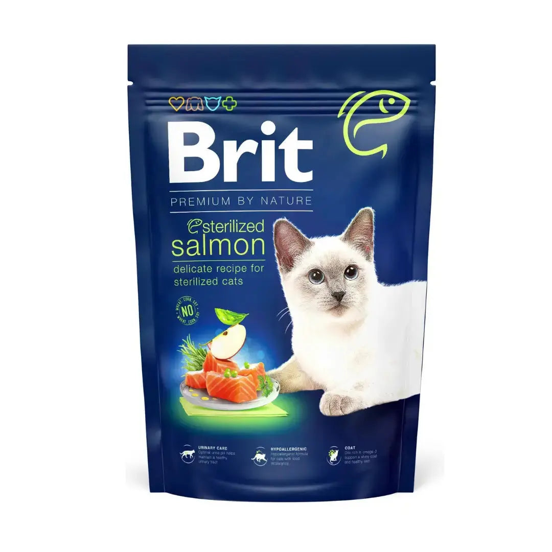 Brit Premium Adult Sterilised Salmon Dry Cat Food   | Canine & Co