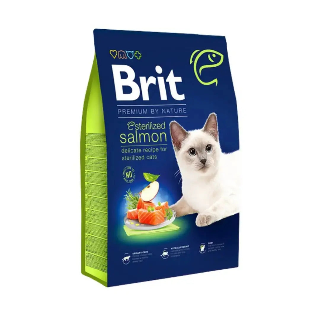 Brit Premium Adult Sterilised Salmon Dry Cat Food   | Canine & Co