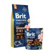 Premium Brit dog food featuring chicken formula for medium breed puppies, high in protein and natural ingredients.