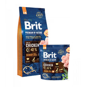 Premium Brit dog food with chicken, ideal for senior small and medium breeds, featuring a nutritious formula.