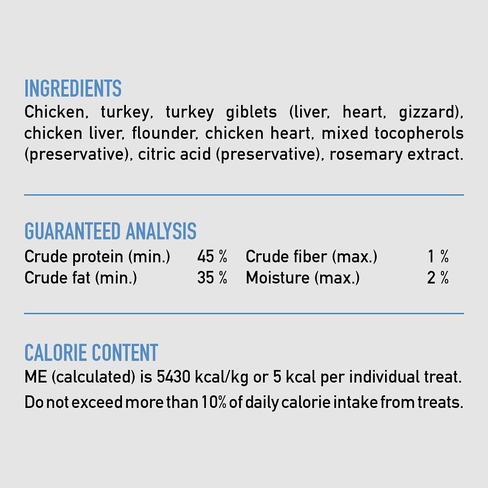 Orijen Original Freeze-Dried Dog Treats – ingredients list visual (available online in South Africa)