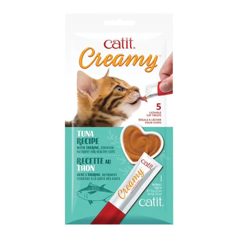 Creamy tuna recipe for cats, featuring essential nutrients in a convenient pouch.